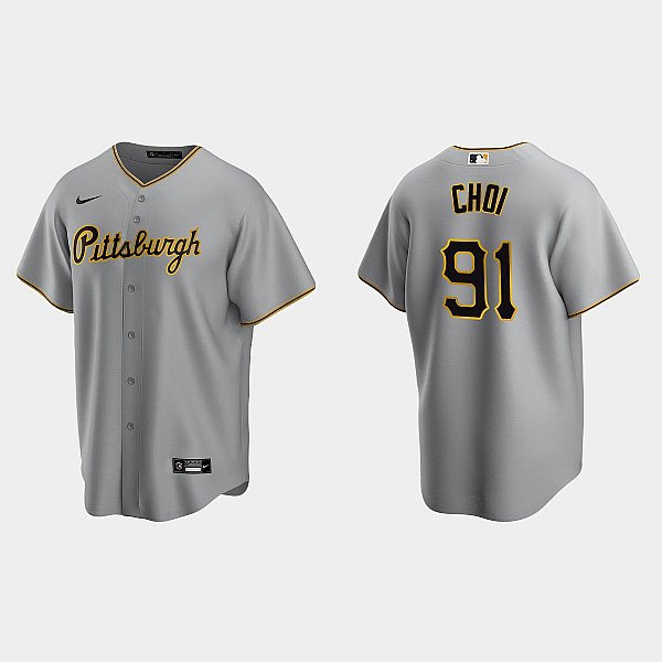 Mens Pittsburgh Pirates #91 Ji-Man Choi Nike Gray Road CoolBase Jersey