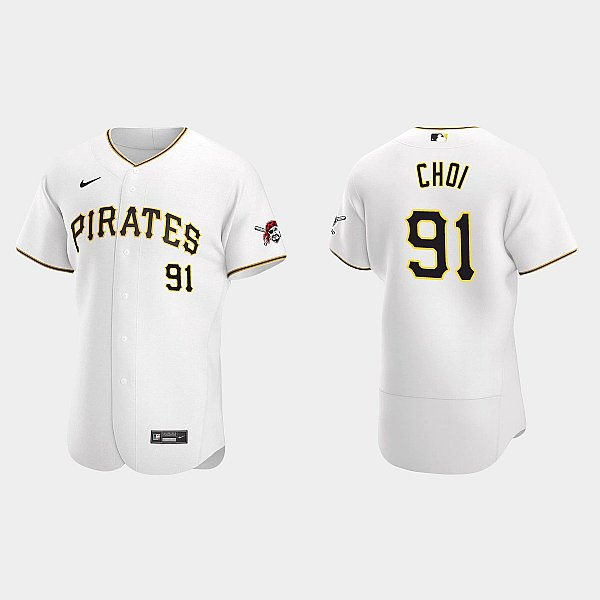 Mens Pittsburgh Pirates #91 Ji-Man Choi Nike White Home FlexBase Player Jersey
