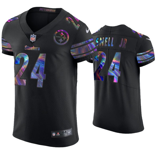 Mens Pittsburgh Steelers #24 Benny Snell Jr Nike Black Holographic Edition Jersey