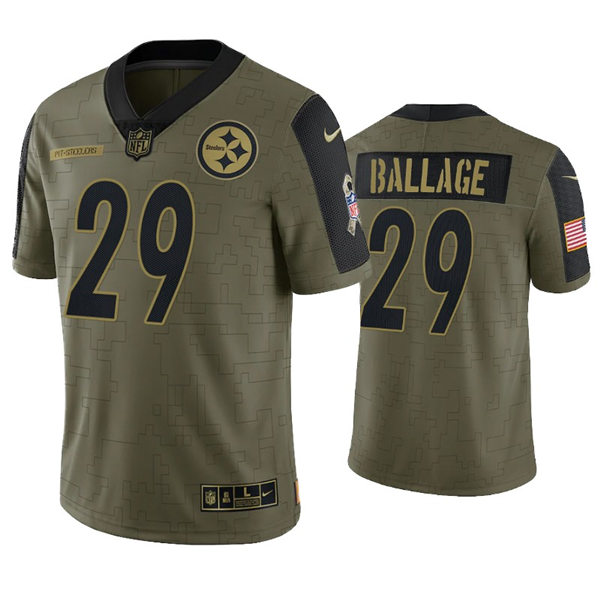 Mens Pittsburgh Steelers #29 Kalen Ballage Nike Olive 2021 Salute To Service Limited Jersey