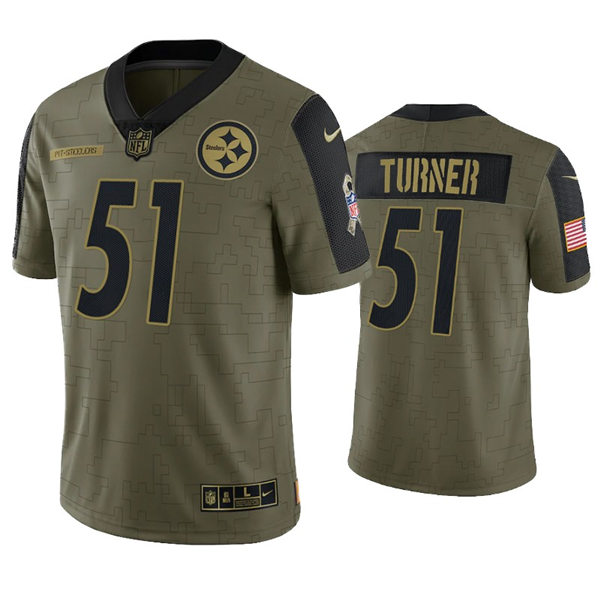 Mens Pittsburgh Steelers #51 Trai Turner Nike Olive 2021 Salute To Service Limited Jersey