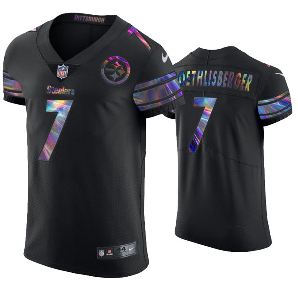 Mens Pittsburgh Steelers #7 Ben Roethlisberger Nike Black Holographic Edition Jersey