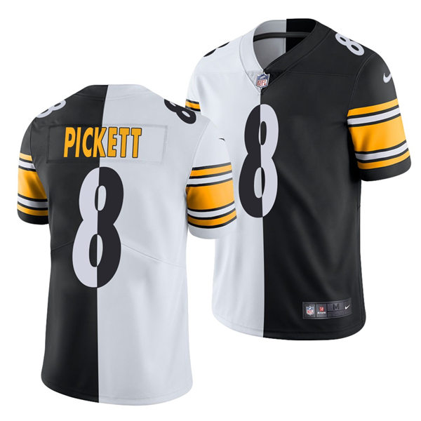 Mens Pittsburgh Steelers #8 Kenny Pickett Nike White Black Split Two Tone Jersey