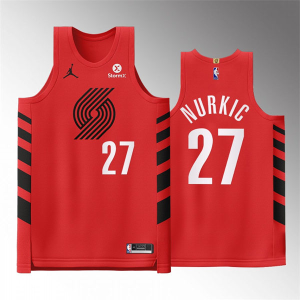 Mens Portland Trail Blazers #27 Jusuf Nurki 2022Red 2022-23 Statement Edition Player Jersey