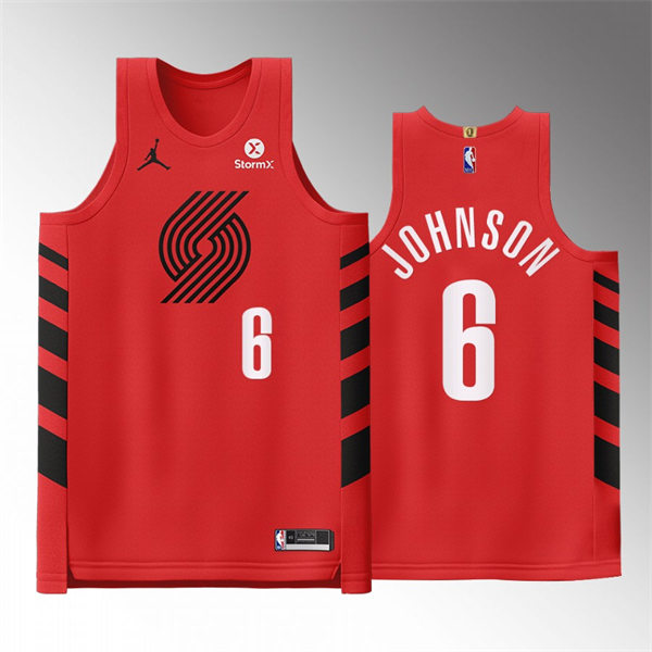 Mens Portland Trail Blazers #6 Keon Johnson Red 2022-23 Statement Edition Player Jersey