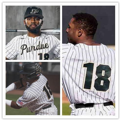 Mens Purdue Boilermakers #18 Miles Simington Nike White Pinstripe College Baseball Game Jersey