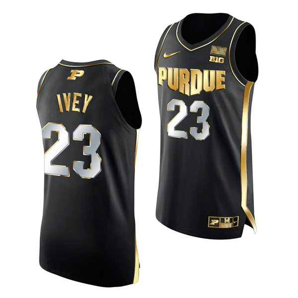 Mens Purdue Boilermakers #23 Jaden Ivey Nike Black Golden Edition Basketball Jersey