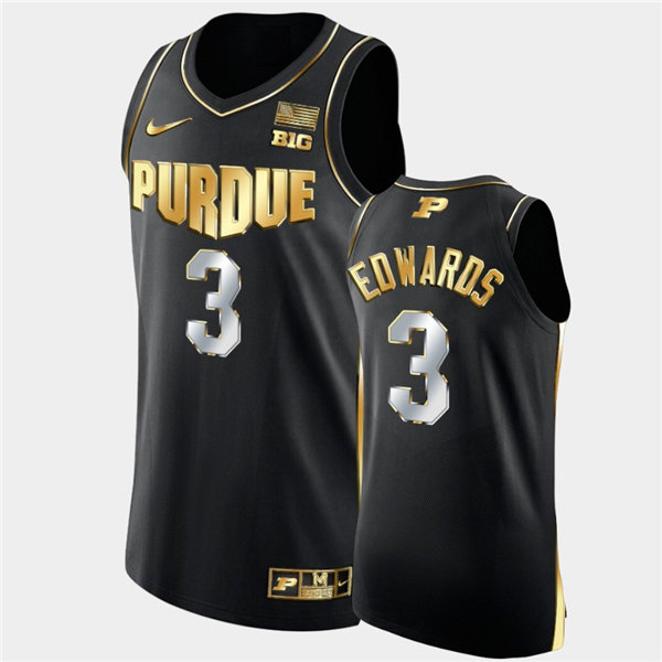 Mens Purdue Boilermakers #3 Carsen Edwards Nike Black Golden Edition Basketball Jersey
