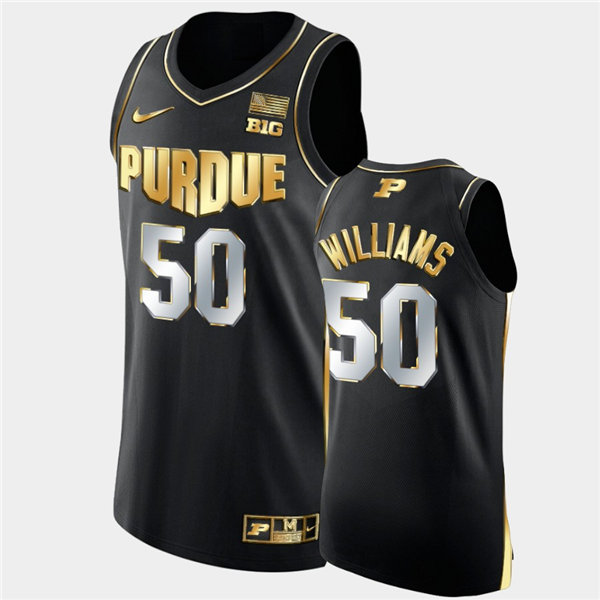 Mens Purdue Boilermakers #50 Trevion Williams Nike Black Golden Edition Basketball Jersey 