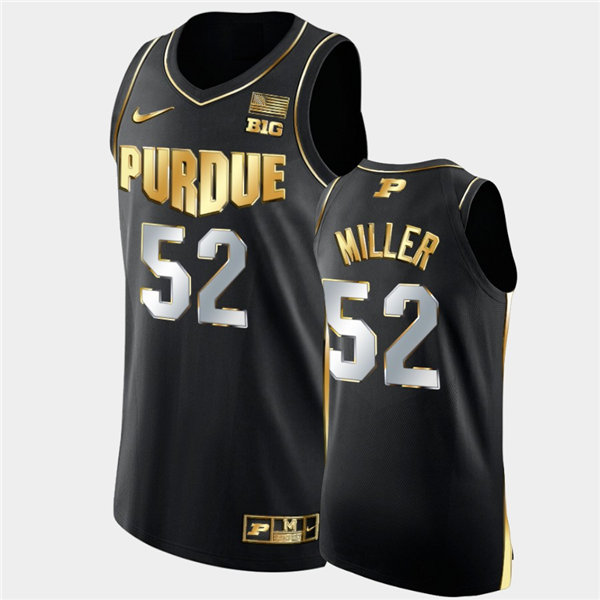 Mens Purdue Boilermakers #52 Brad Miller Nike Black Golden Edition Basketball Jersey
