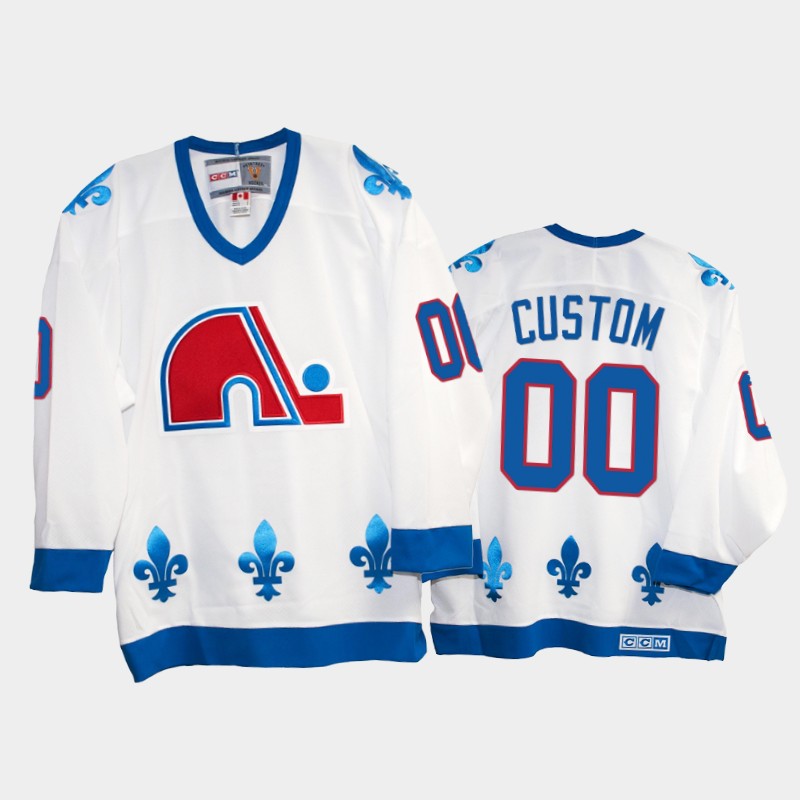 Mens Quebec Nordiques Custom 1991-92 White CCM Vintage Throwback Jersey Stitched