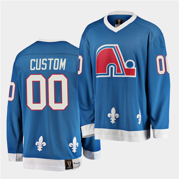 Mens Quebec Nordiques Custom Light Blue CCM Vintage Throwback Jersey Stitched