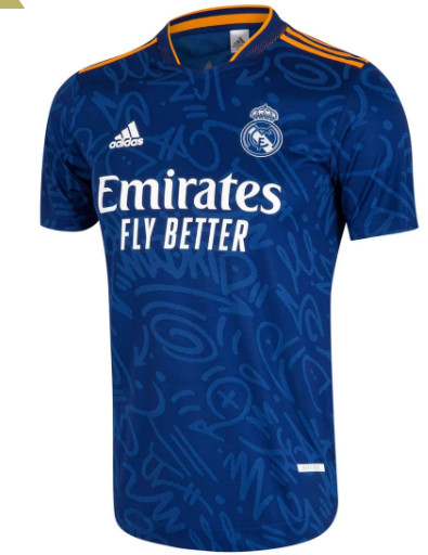 Mens Real Madrid Away Authentic Shirt 21 22 Blue Jersey
