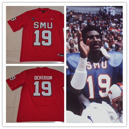 Mens SMU Mustangs #19 Eric Dickerson Nike Full Red Retro Football Jersey