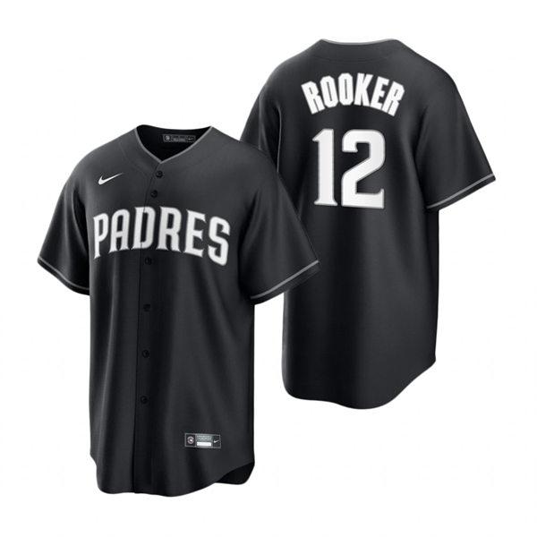 Mens San Diego Padres #12 Brent Rooker Nike Black White Collection Jersey