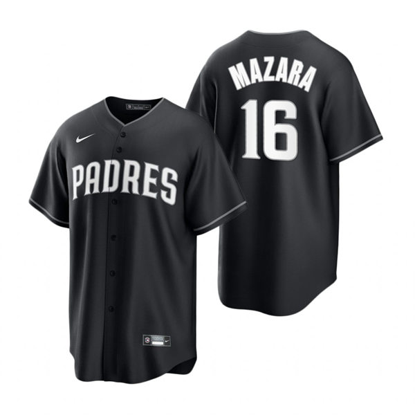 Mens San Diego Padres #16 Nomar Mazara Nike Black White Collection Jersey