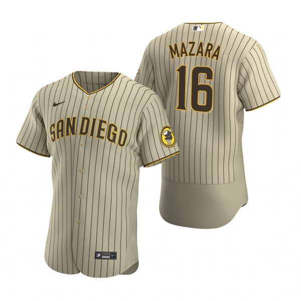 Mens San Diego Padres #16 Nomar Mazara Tan Brown Alternate FlexBase Player Jersey