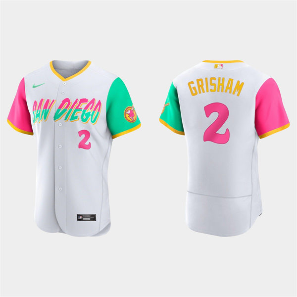 Mens San Diego Padres #2 Trent Grisham White Stitched 2022 City Connect Jersey