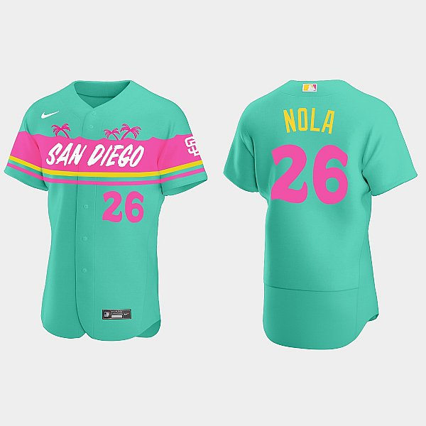 Mens San Diego Padres #26 Austin Nola Teal City Connect Replic Jersey