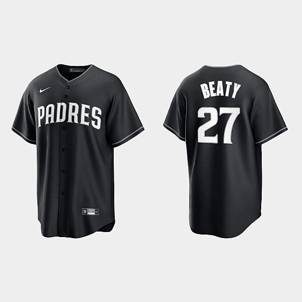Mens San Diego Padres #27 Matt Beaty Nike Black White Collection Jersey