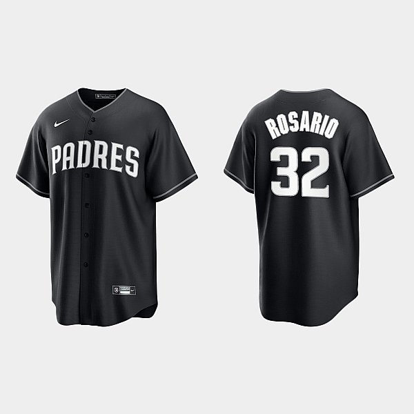 Mens San Diego Padres #32 Eguy Rosario Nike Black White Collection Jersey