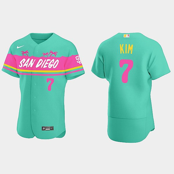 Mens San Diego Padres #7 Ha-seong Kim Teal City Connect Replic Jersey