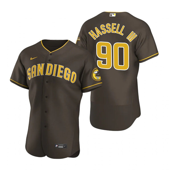 Mens San Diego Padres #90 Robert Hassell III Nike Tan Brown Alternate FlexBase Jersey1