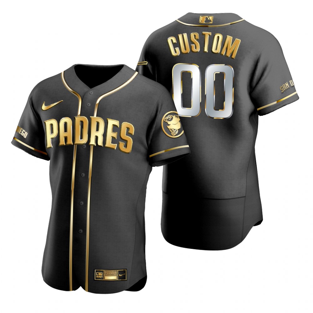 Mens San Diego Padres Custom Ha-seong Kim Blake Snell Yu Darvish Adam Frazier Nike Black Golden Edition Jersey