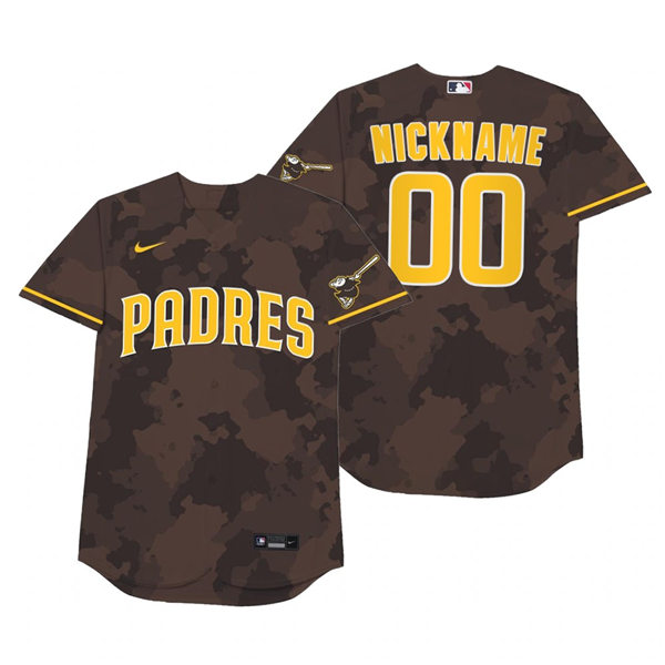 Mens San Diego Padres Custom Trevor Hoffman Rollie Fingers DAVE WINFIELD Tony Gwynn Nike Brown Camo 2021 Players'