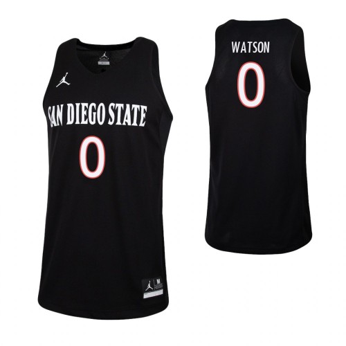 Mens San Diego State Aztecs #0 Devin Watson 2016 Black White Jordan College Basketball Game Jersey