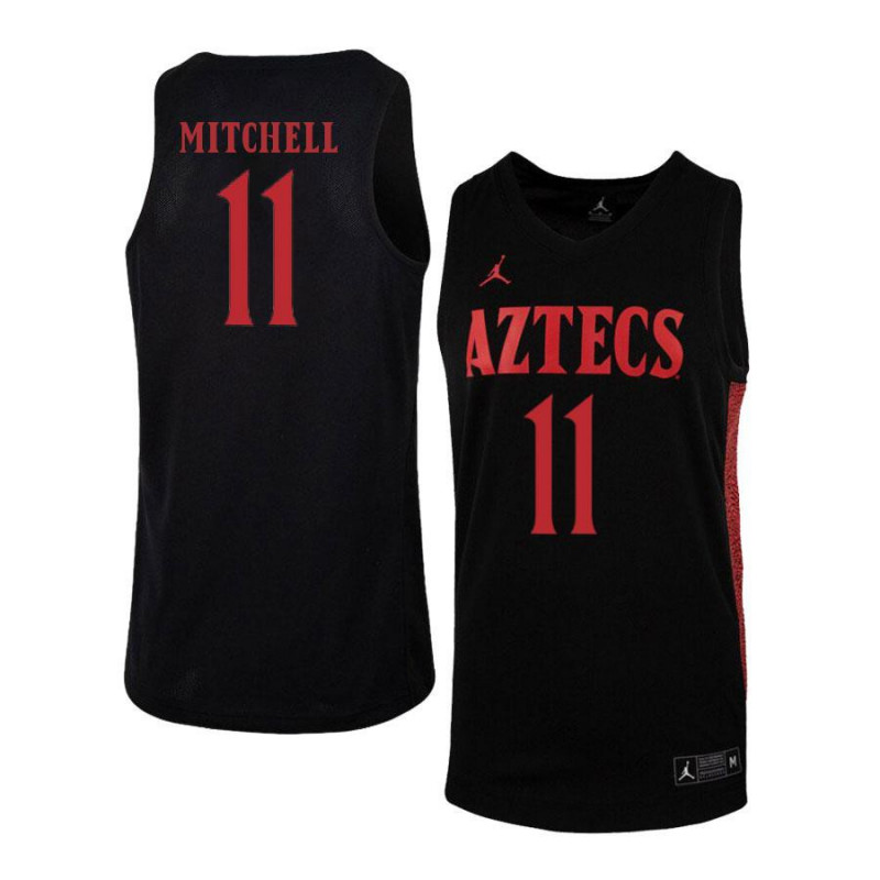 Mens San Diego State Aztecs #11 Matt Mitchell II 2020 Black Red Jordan College Basketball Swingman Jersey