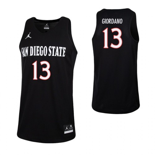 Mens San Diego State Aztecs #13 Caleb Giordano 2016 Black White Jordan College Basketball Game Jersey
