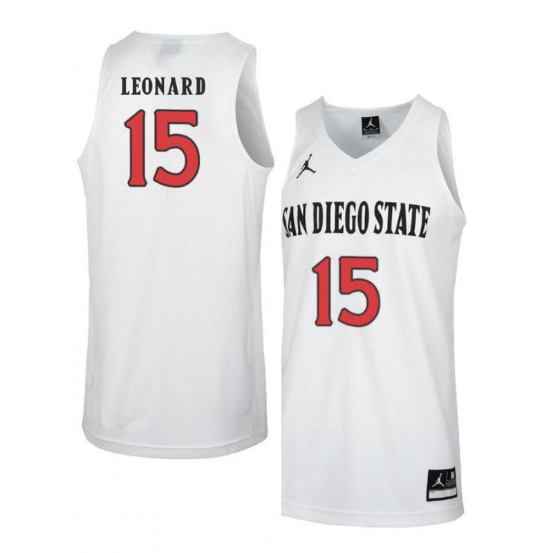 Mens San Diego State Aztecs #15 Kawhi Leonard 2018 White Jordan College Basketball Game Jersey 
