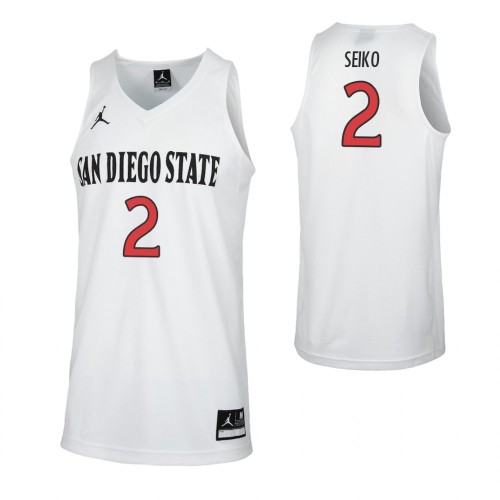 Mens San Diego State Aztecs #2 Adam Seiko 2018 White Jordan College Basketball Game Jersey