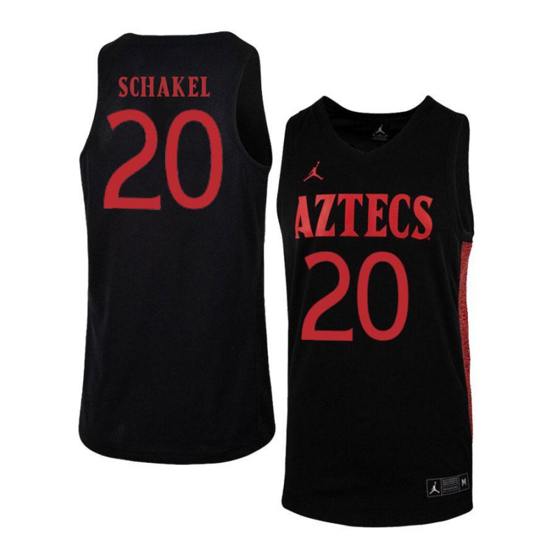 Mens San Diego State Aztecs #20 Jordan Schakel 2020 Black Red Jordan College Basketball Swingman Jersey