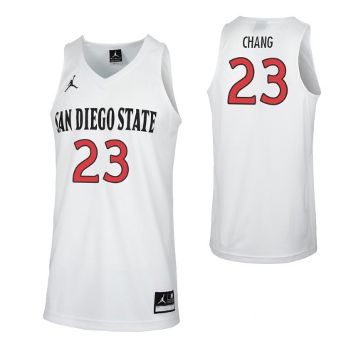 Mens San Diego State Aztecs #23 Ed Chang 2018 White Jordan College Basketball Game Jersey