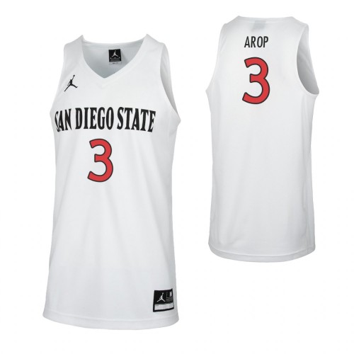 Mens San Diego State Aztecs #3 Aguek Arop 2018 White Jordan College Basketball Game Jersey 