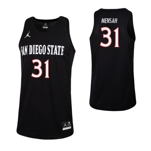 Mens San Diego State Aztecs #31 Nathan Mensah 2016 Black White Jordan College Basketball Game Jersey