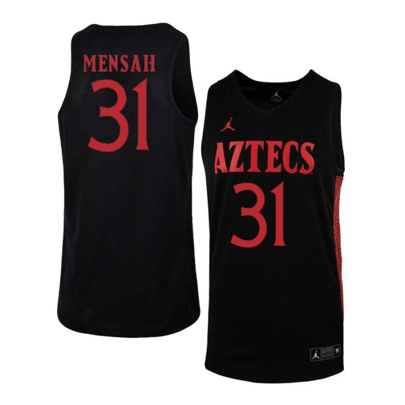 Mens San Diego State Aztecs #31 Nathan Mensah 2020 Black Red Jordan College Basketball Swingman Jersey