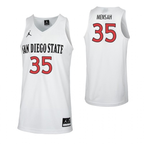 Mens San Diego State Aztecs #35 Joel Mensah 2018 White Jordan College Basketball Game Jersey