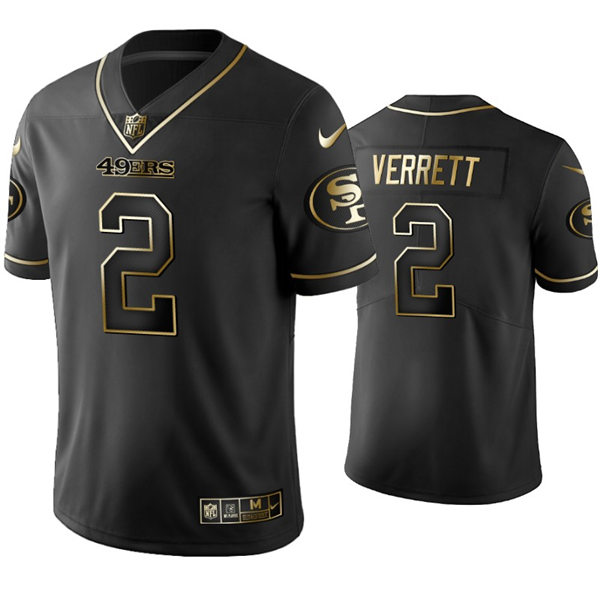 Mens San Francisco 49ers #2 Jason Verrett Nike Black Golden Edition Vapor Limited Jersey