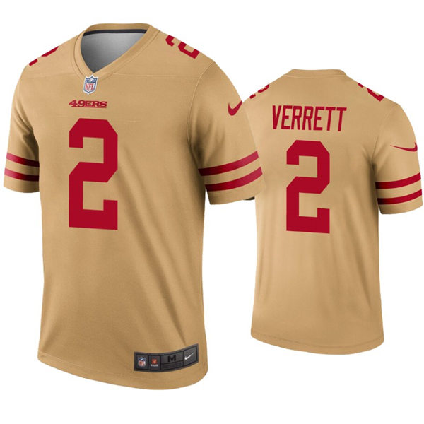 Mens San Francisco 49ers #2 Jason Verrett Nike Gold Inverted Limited Player Jersey
