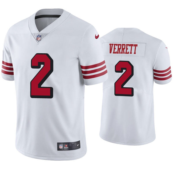 Mens San Francisco 49ers #2 Jason Verrett Nike White Retro 1994 75th Anniversary Throwback Classic Limited Jersey