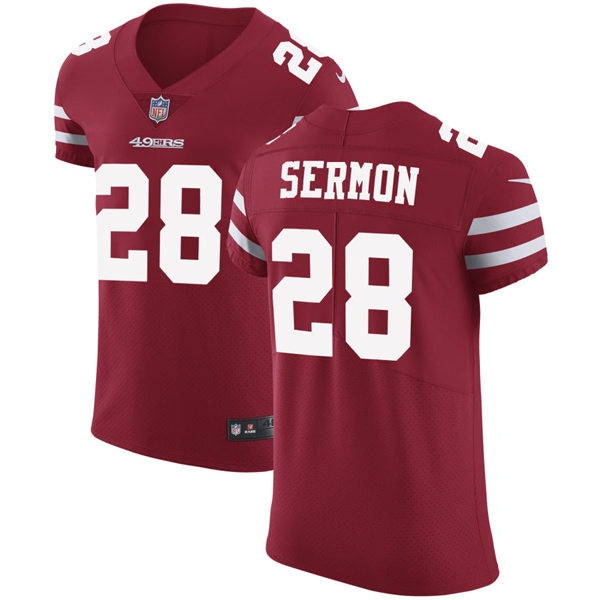Mens San Francisco 49ers #28 Trey Sermon Nike Scarlet Team Color Vapor Untouchable Limited Player Jersey