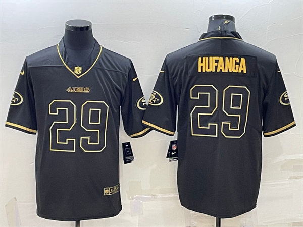 Mens San Francisco 49ers #29 Talanoa Hufanga Nike Black Golden Edition Vapor Limited Jerse