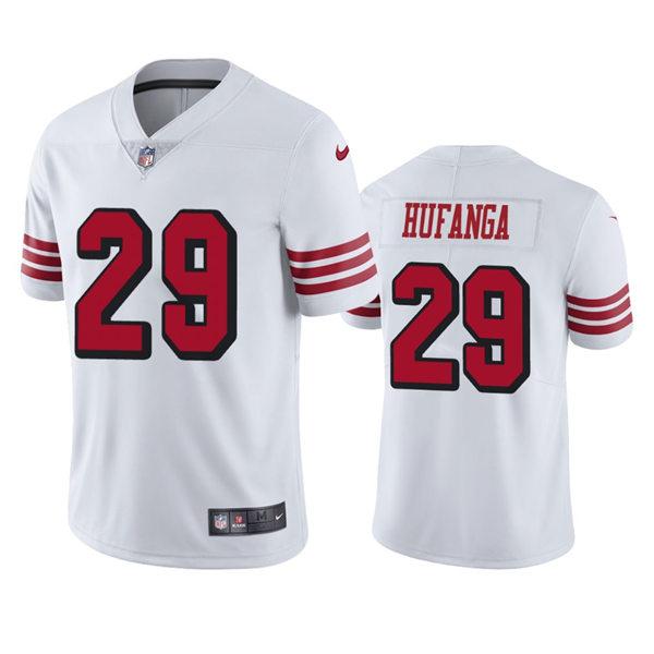 Mens San Francisco 49ers #29 Talanoa Hufanga Nike White Alternate Vapor Limited Player Jersey