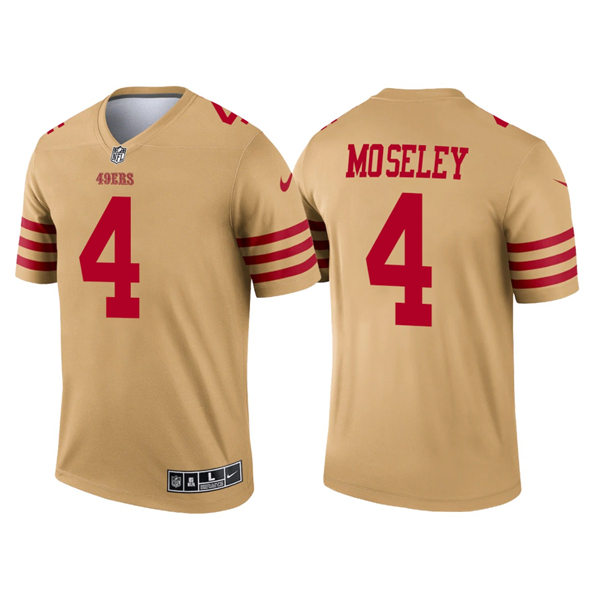 Mens San Francisco 49ers #4 Emmanuel Moseley Nike Gold Inverted Limited Player Jersey
