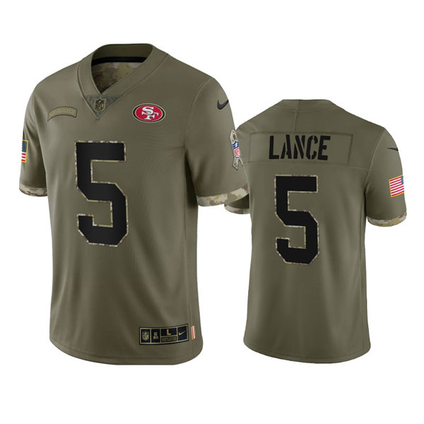 Mens San Francisco 49ers #5 Trey Lance Nike 2022 Salute To Service Limited Jersey - Olive