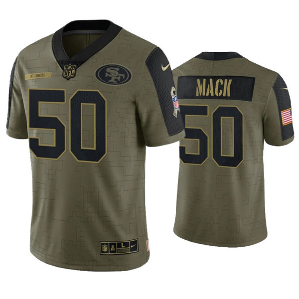 Mens San Francisco 49ers #50 Alex Mack Nike Olive 2021 Salute To Service Limited Jersey