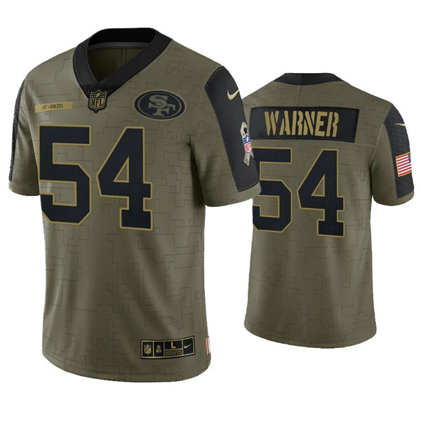 Mens San Francisco 49ers #54 Fred Warner Nike Olive 2021 Salute To Service Limited Jersey